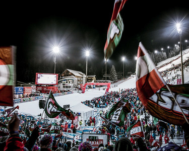 View from the crowd at the Ski World Cup in Flachau