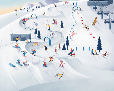 Funpark Illustration im Skigebiet Salzburg